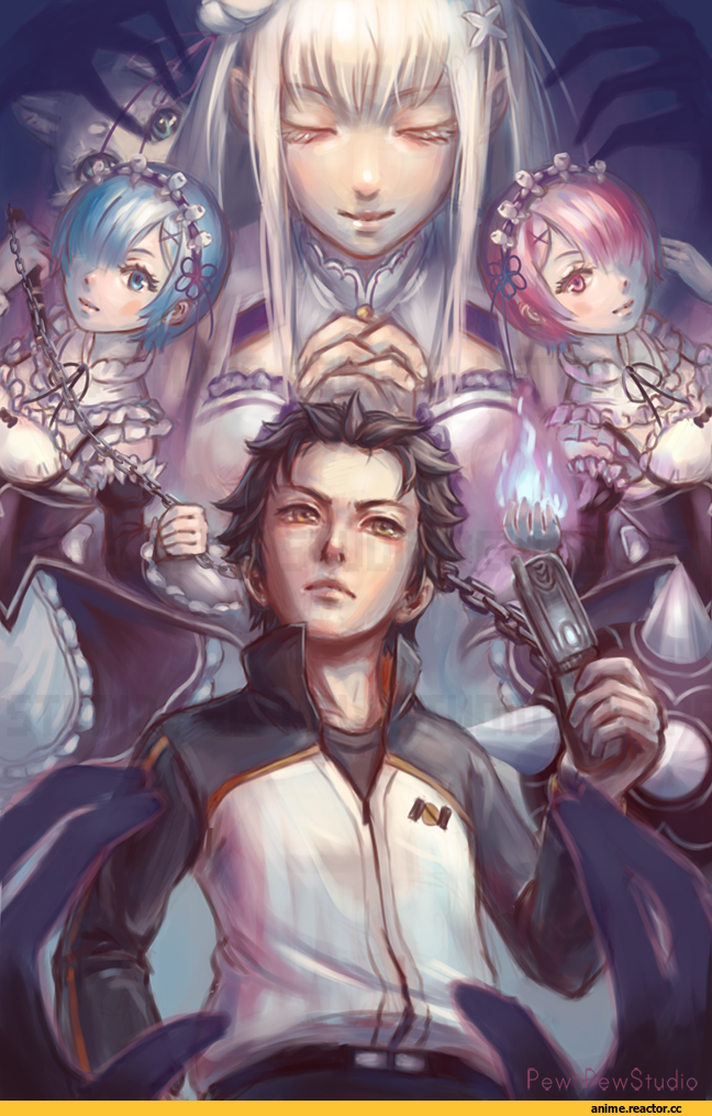 Re Zero Kara Hajimeru Isekai Seikatsu, Emilia (re zero), Rem (re zero), Ram (Re Zero), Natsuki Subaru, Pack (re zero), Pew-PewStudio, Anime