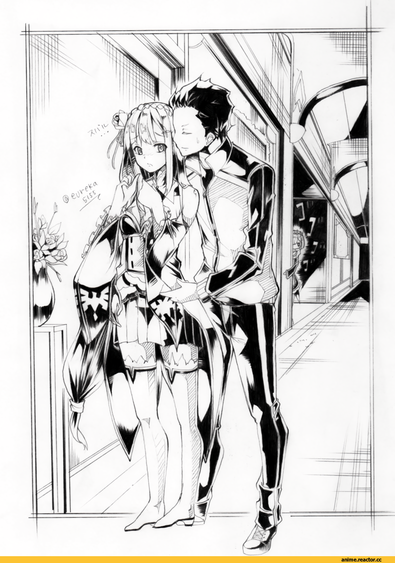 Re Zero Kara Hajimeru Isekai Seikatsu, Emilia (re zero), Natsuki Subaru, Monochrome (Anime), Anime Paint, Anime Art, eureka5155, Anime