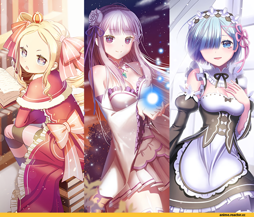 Re Zero Kara Hajimeru Isekai Seikatsu, Rem (re zero), Emilia (re zero), Beatrice (Re Zero), 4b, Anime