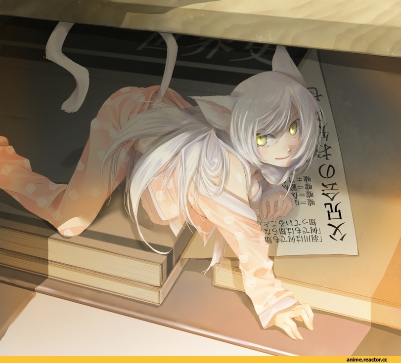 Tsubasa Hanekawa, Monogatari (Series), art, нэко, Animal Ears, Anime