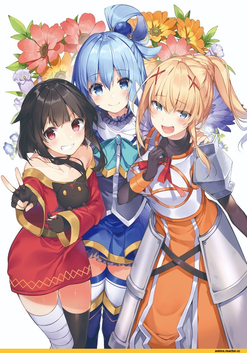 Anime Art, artist, Aqua (KonoSuba), KonoSuba, Darkness (KonoSuba), Megumin, chomusuke, Mishima Kurone, Anime