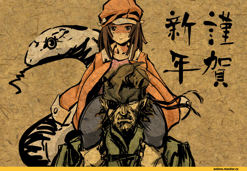 Monogatari, Sengoku Nadeko, Metal Gear Solid, snake, crossover, Anime Art, art, красивые картинки, Anime