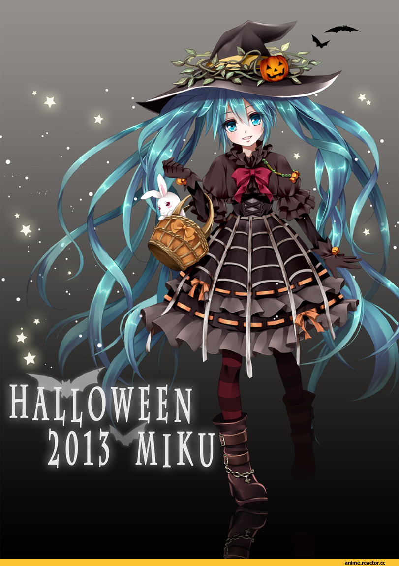 Hatsune Miku, Vocaloid, art, красивые картинки, Halloween, продолжение в комментах, Megurine Luka, Anime