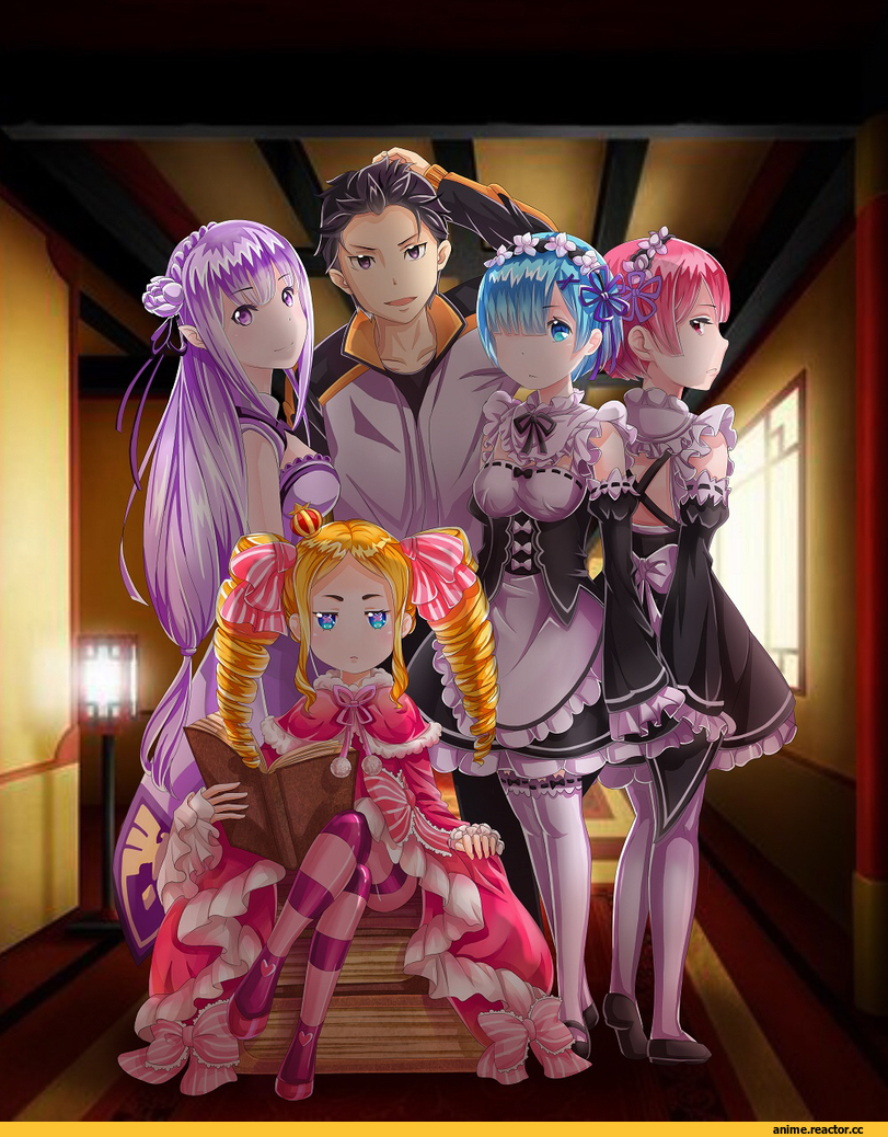 Re Zero Kara Hajimeru Isekai Seikatsu, Rem (re zero), Ram (Re Zero), Emilia (re zero), Natsuki Subaru, Beatrice (Re Zero), Anime