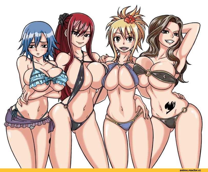 Fairy Tail, Erza Scarlet, Lucy Heartfilia, juvia loxar, Cana Alberona, Anime Ero, Anime Ero Swim, Anime