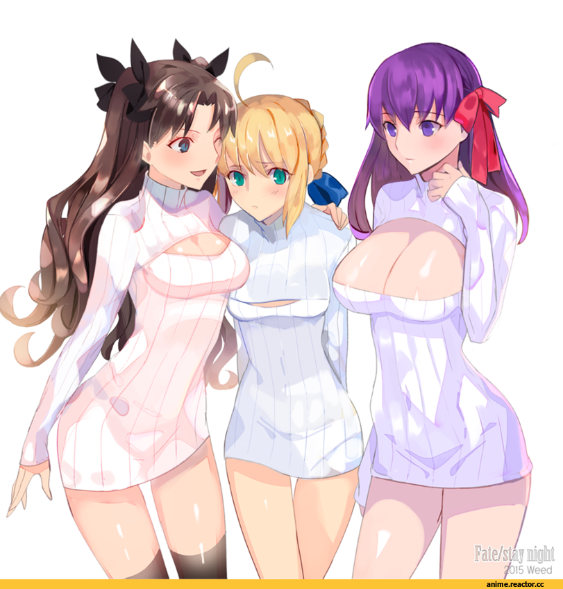 Saber (Fate), Fate (series), Matou Sakura, Fate/Stay Night, Rin Tohsaka, Open-Chest Sweater, Anime Ero, Anime