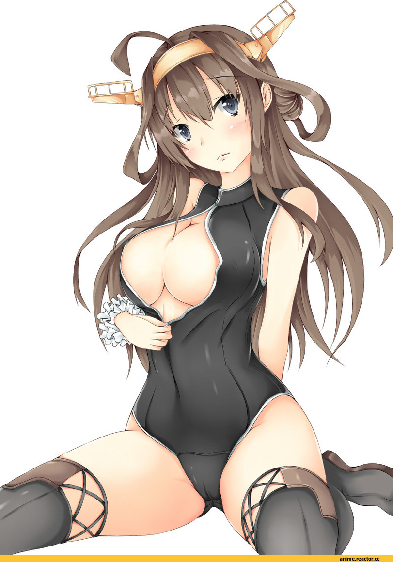 Anime Ero Swim, Anime Ero, Kongou (Kantai Collection), Kantai Collection, Front zipper swimsuit, ryokucha (@bsolute territory), Anime Art, Anime