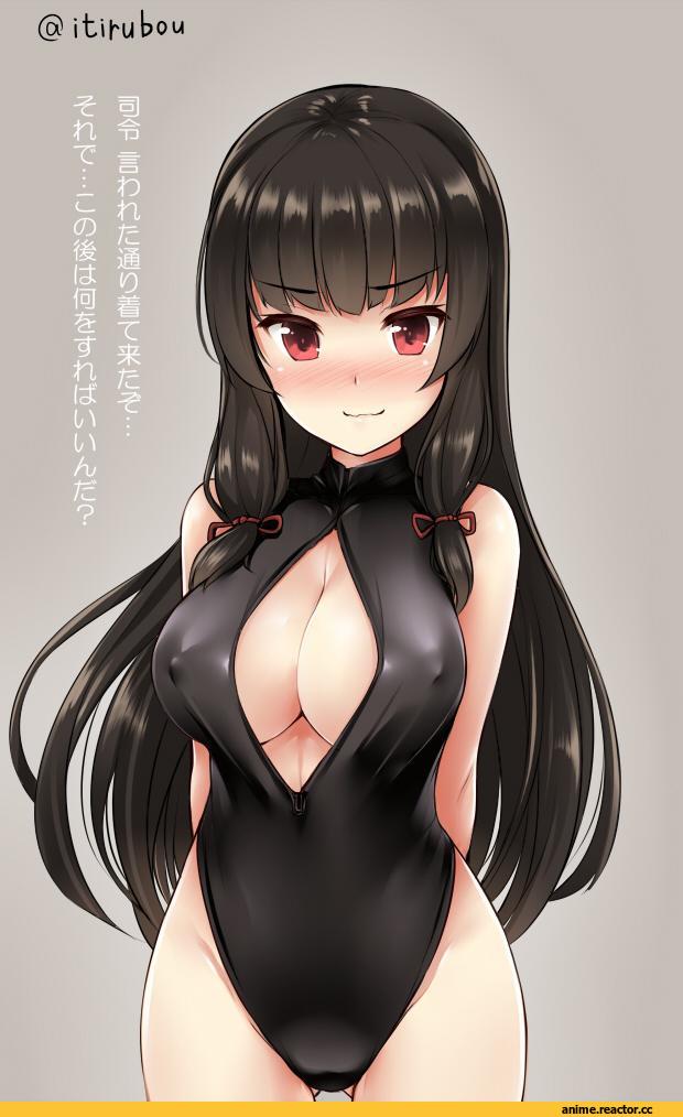 Anime Ero Swim, Anime Ero, Isokaze (Kantai Collection), Kantai Collection, Front zipper swimsuit, uni8, Anime Art, Anime