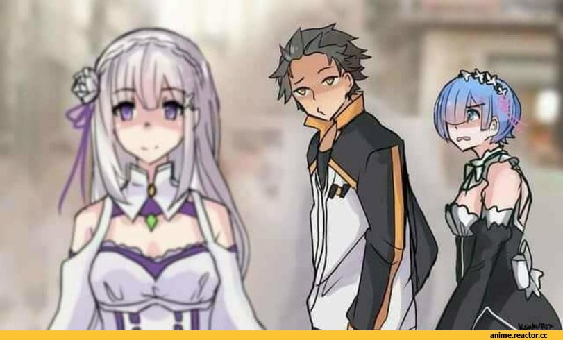 Rem (re zero), Re Zero Kara Hajimeru Isekai Seikatsu, Emilia (re zero), Distracted Boyfriend, мемы, Natsuki Subaru, Anime