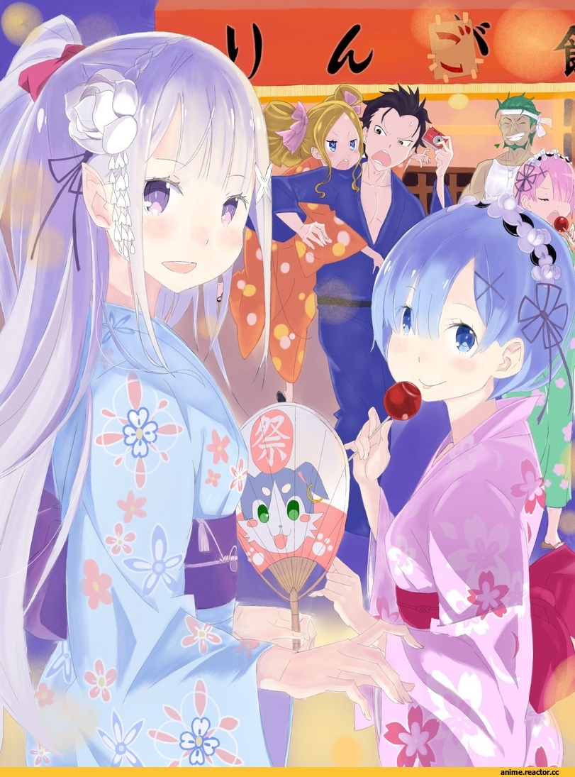 Re Zero Kara Hajimeru Isekai Seikatsu, Emilia (re zero), Ram (Re Zero), Rem (re zero), Natsuki Subaru, Beatrice (Re Zero), Anime