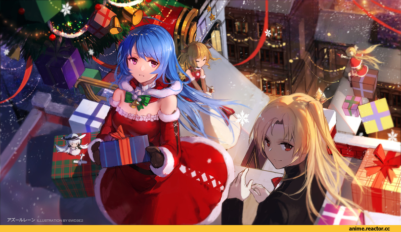 Swd3e2, Anime Art, Anime Christmas, Re Zero Kara Hajimeru Isekai Seikatsu, Emilia (re zero), Azur Lane, Cleveland (Azur Lane), Eldridge (Azur Lane), Helena (Azur Lane), Anime