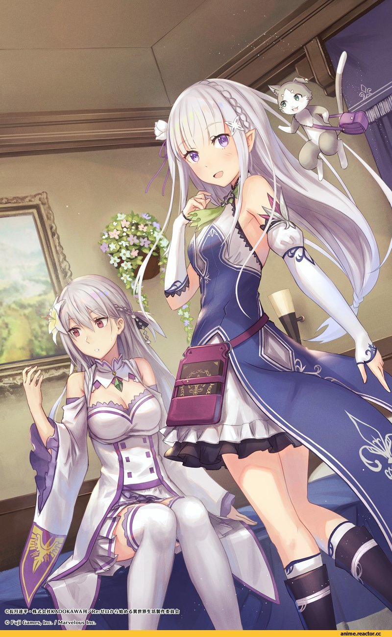 Re Zero Kara Hajimeru Isekai Seikatsu, Ordinal Strata, Emilia (re zero), Pack (re zero), Anbe Yoshirou, Anime Art, crossover, Anime