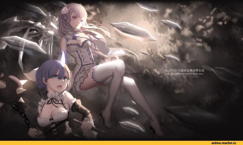 Re Zero Kara Hajimeru Isekai Seikatsu, Rem (re zero), Emilia (re zero), Anime Art, Anime