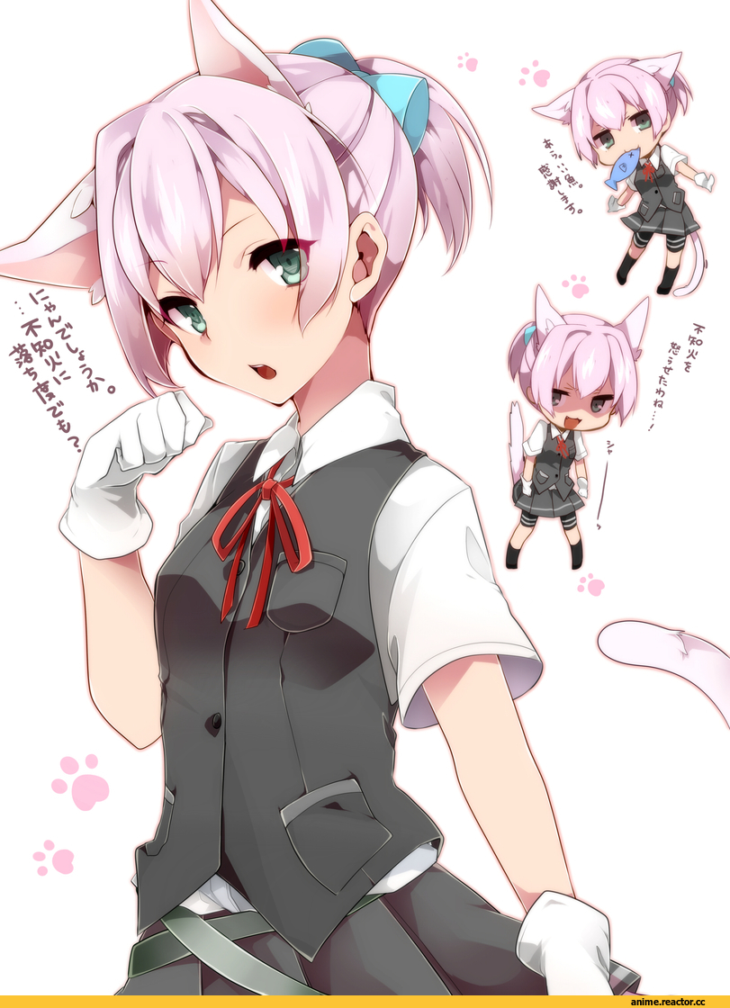 Kantai Collection, Shiranui (Kantai Collection), Animal Ears, Неко, Anime