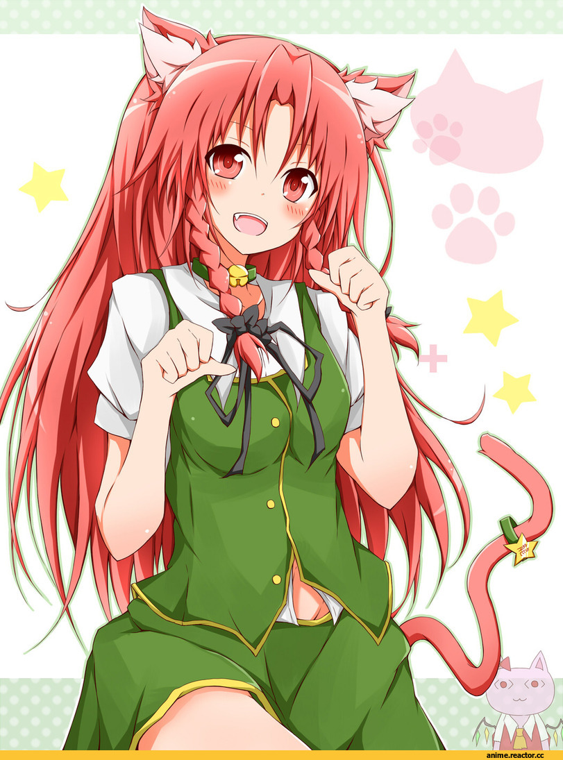 Touhou Project, Hong Meiling, Неко, Animal Ears, Anime