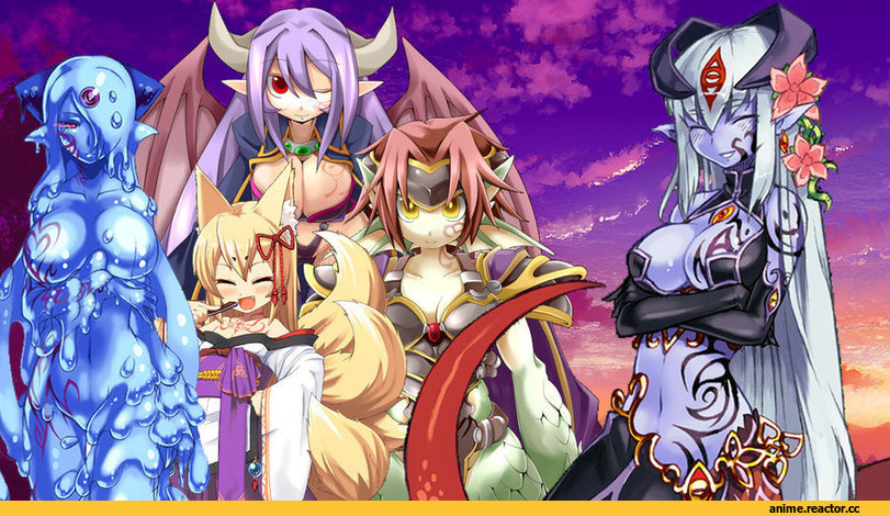 Monster Girl (Anime), Anime Original, Monster Girl Quest, Ламия, Dragon Girl (Anime), Kitsune, Animal Ears, Slime Girl (Anime), Anime