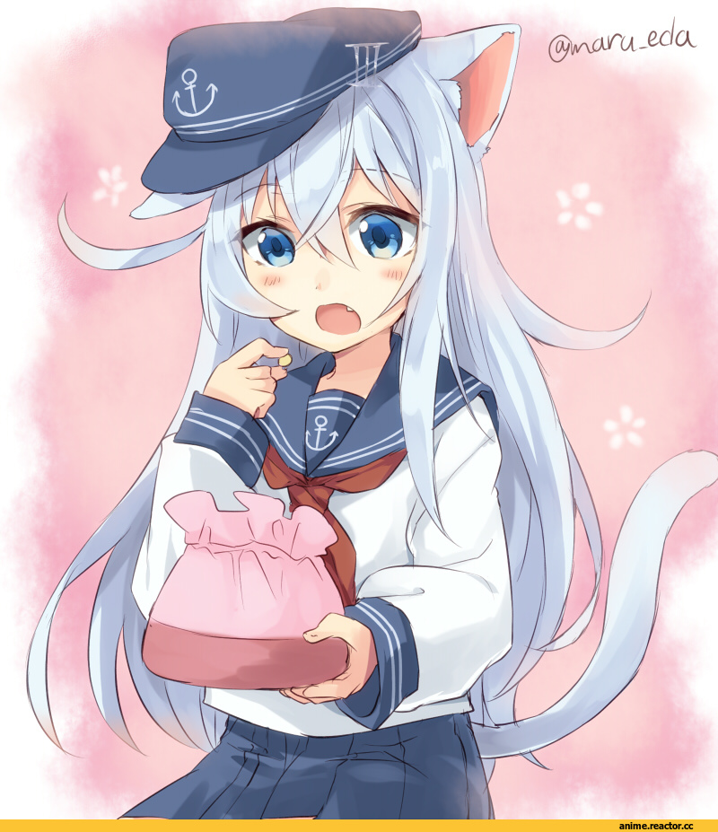 Hibiki (Kantai Collection), Kantai Collection, neko, Animal Ears, maruki (punchiki), Anime Art, Anime