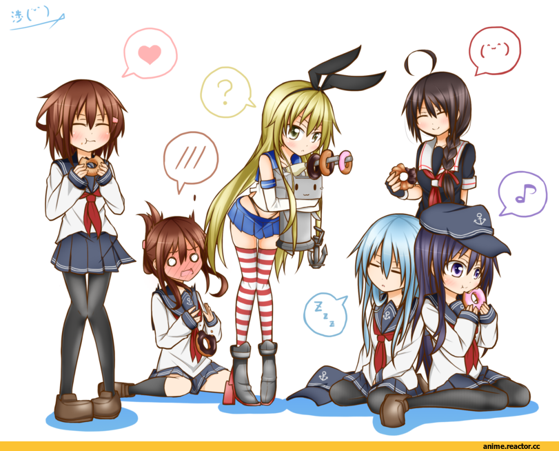 Akatsuki, Kantai Collection, Hibiki (Kantai Collection), Ikazuchi, Inazuma (Kantai Collection), Shigure (Kantai Collection), Shimakaze, kabuto (nextlevel), Anime Art, Anime