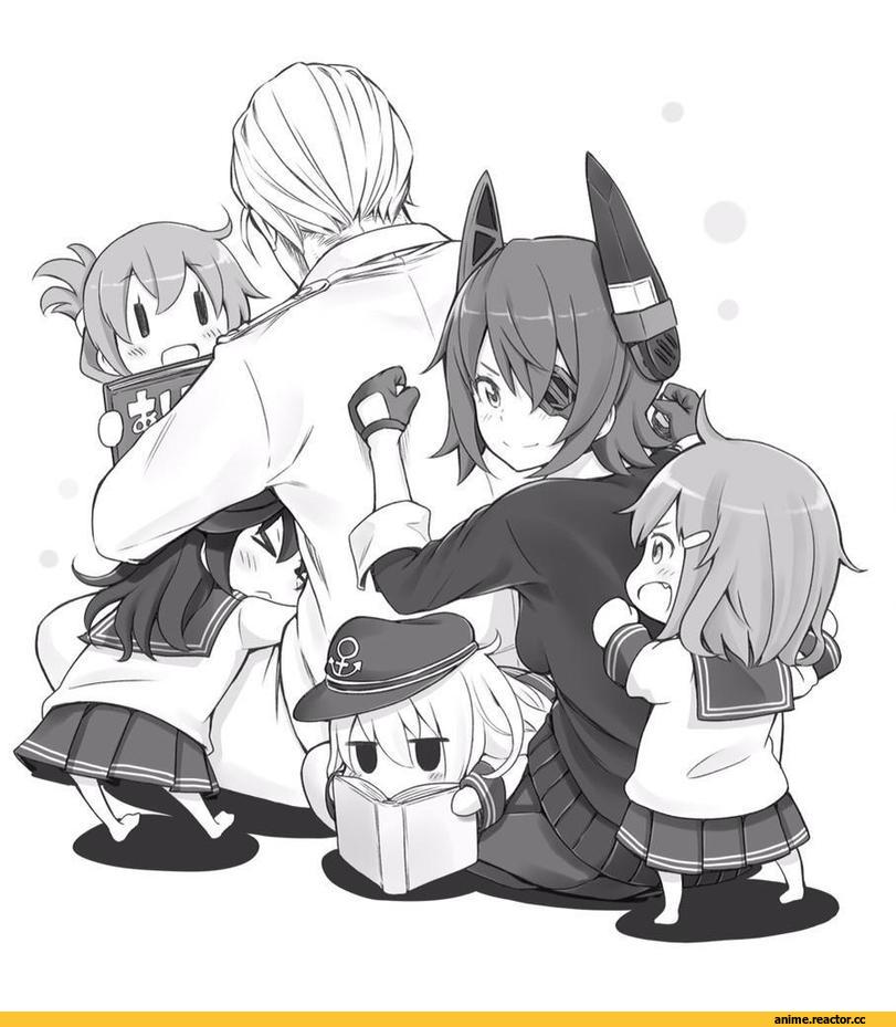 Kantai Collection, Tenryuu, Admiral (Kantai Collection), Akatsuki, Inazuma (Kantai Collection), Ikazuchi, Hibiki (Kantai Collection), soborou, Monochrome (Anime), Anime Art, Anime