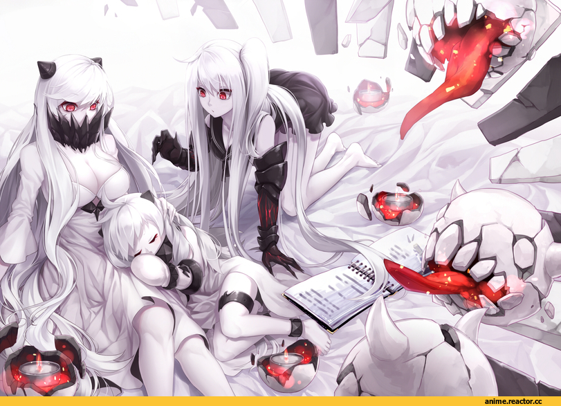 Kantai Collection, Aircraft Carrier Oni, Midway Hime, Northern Ocean Hime, curry bowl, Anime