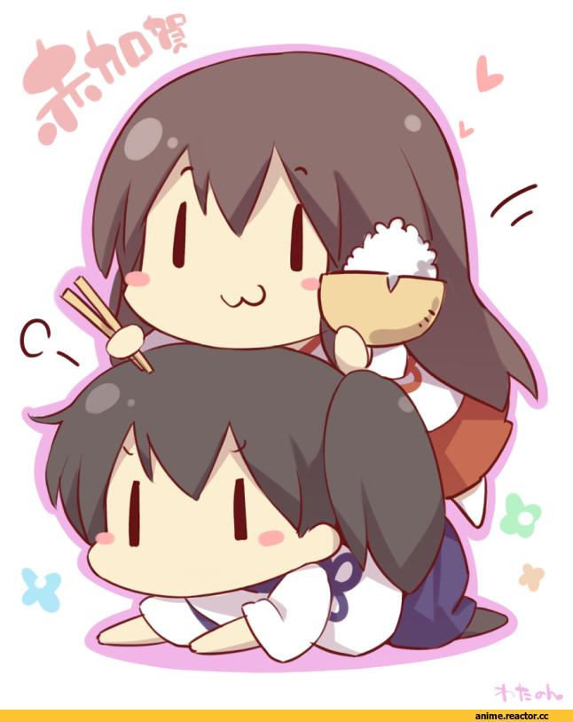 Kantai Collection, Kaga (Kantai Collection), Akagi (Kantai Collection), Anime Art, Watanohara, chibi, Anime