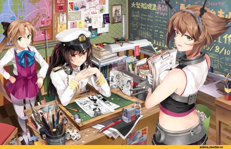 Female Admiral (Kantai Collection), Kantai Collection, Mutsu (Kantai Collection), Akigumo, neko (yanshoujie), Anime Art, Anime