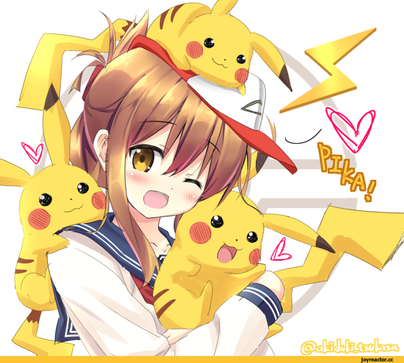 Inazuma (Kantai Collection), Kantai Collection, Pikachu, crossover, Pokémon, фэндомы, Anime Art, Anime