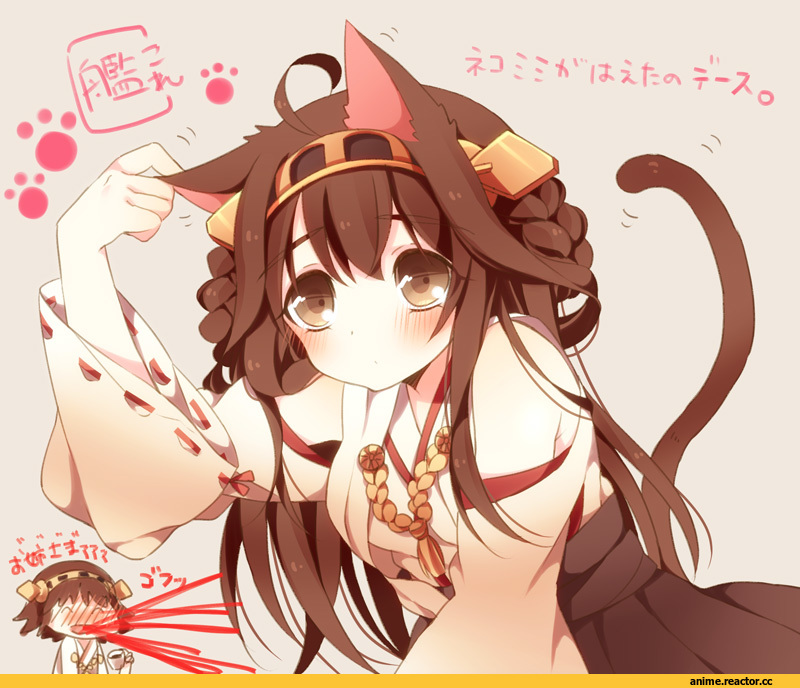 Kongou (Kantai Collection), Kantai Collection, hiei (kantai collection), nekomimi, Animal Ears, Anime