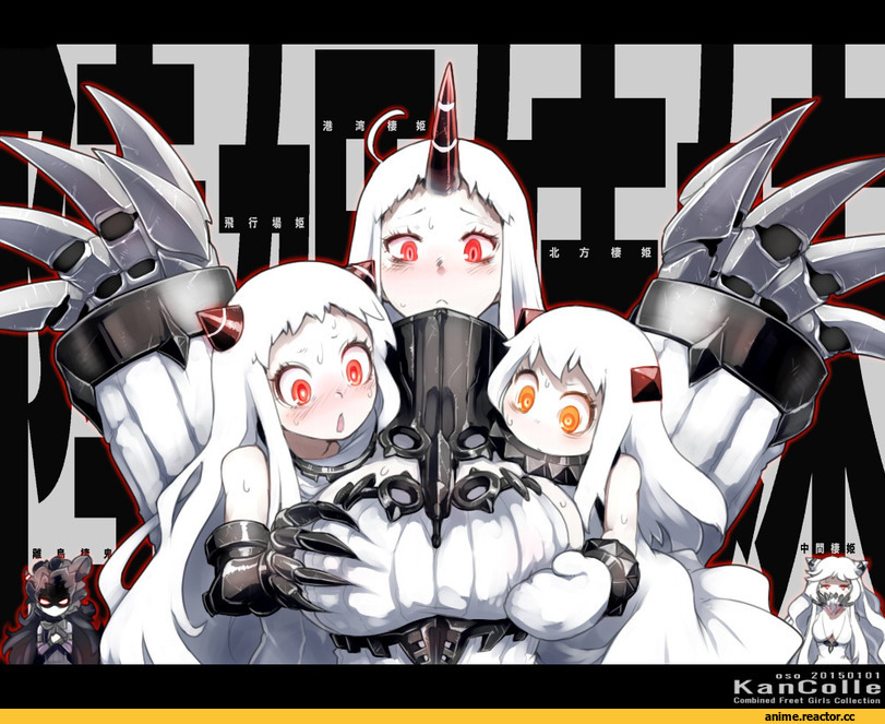 Seaport Hime, Kantai Collection, Airfield Hime, Northern Ocean Hime, Isolated Island Oni, Midway Hime, Shinkaisei-kan, Anime Art, oso (toolate), Anime