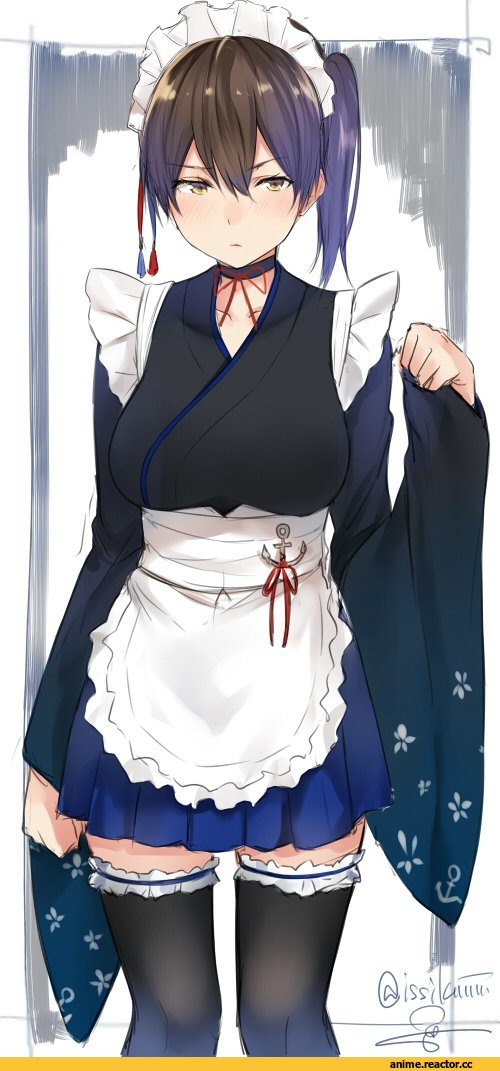 Isshiki (Ffmania7), Anime Art, kaga, Kantai Collection, Maid, Anime