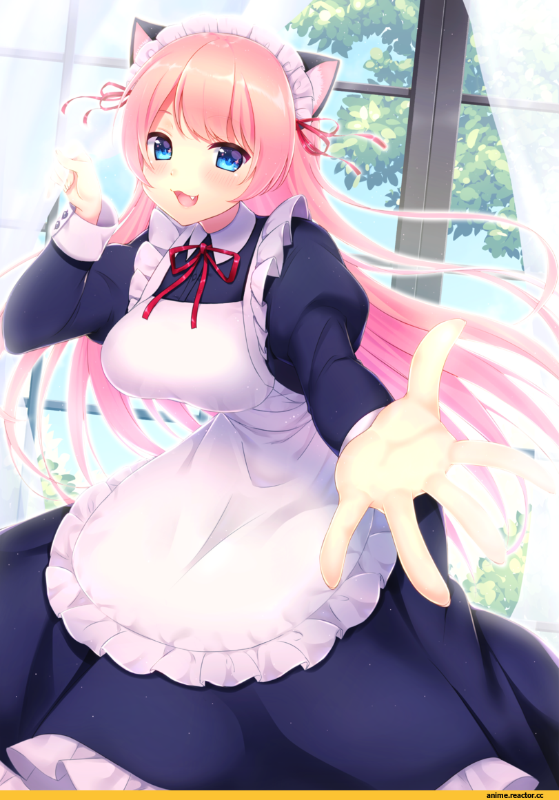 Anime Art, hio (hiohio0306), Anime Original, Maid, Animal Ears, nekomimi, Anime