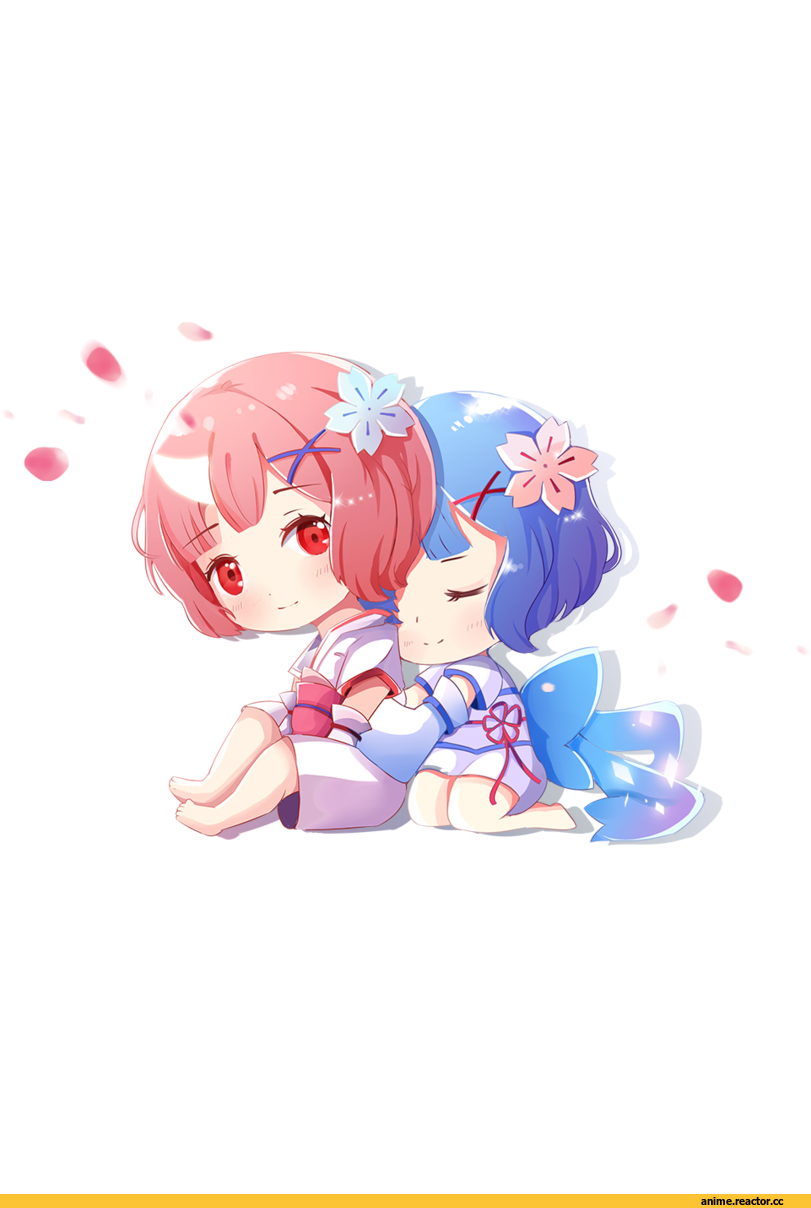 Re Zero Kara Hajimeru Isekai Seikatsu, Rem (re zero), Ram (Re Zero), chibi, Anime