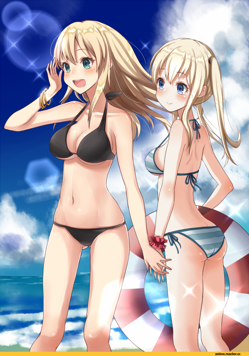 Anime Art, nipi, Kantai Collection, Bismarck (Kantai Collection), Graf Zeppelin, Anime Ero, Anime Ero Swim, Anime