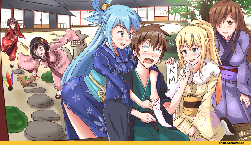 KonoSuba, Megumin, Aqua (KonoSuba), Darkness (KonoSuba), Satou Kazuma, Wiz (KonoSuba), Yunyun (KonoSuba), Anime