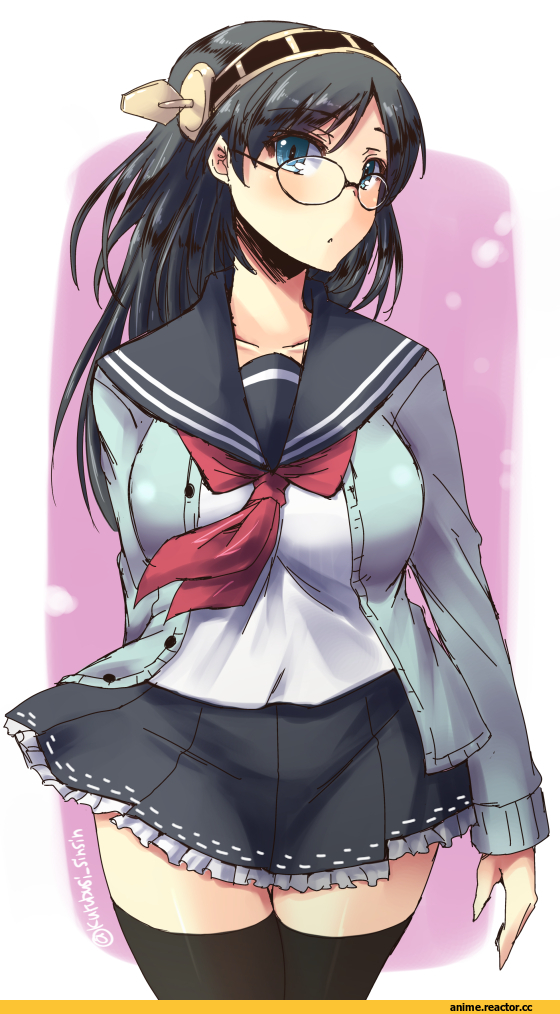 shinshin, Kirishima (Kantai Collection), Kantai Collection, Megane, Anime