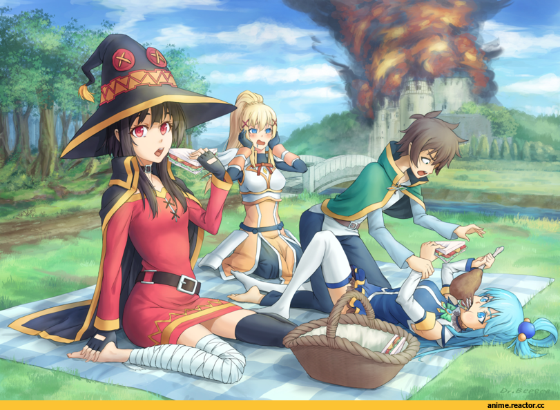 KonoSuba, Megumin, Aqua (KonoSuba), Darkness (KonoSuba), Satou Kazuma, dr.beeeee, Anime