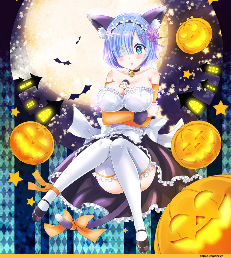 Re Zero Kara Hajimeru Isekai Seikatsu, Rem (re zero), Animal Ears, nekomimi, Anime Halloween, Uonuma Yuu, Anime