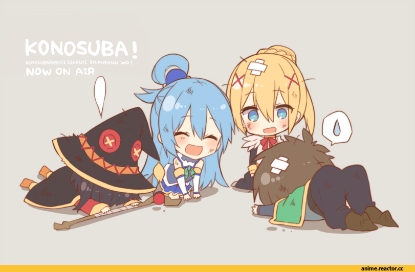 Megumin, KonoSuba, Darkness (KonoSuba), Aqua (KonoSuba), Kazuma Satou, чиби, Anime