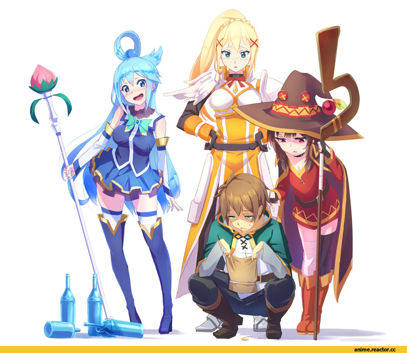 KonoSuba, Megumin, Aqua (KonoSuba), Darkness (KonoSuba), Satou Kazuma, Anime