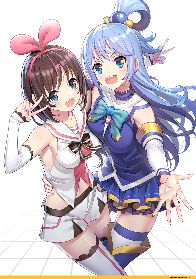 KonoSuba, A.I. Channel, crossover, Aqua (KonoSuba), Kizuna AI, Ririko (zhuoyandesailaer), Anime