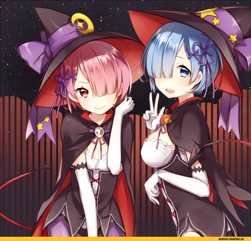 leafwow, Ram (Re Zero), Re Zero Kara Hajimeru Isekai Seikatsu, Rem (re zero), Anime Halloween, Anime