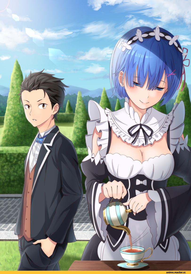 Re Zero Kara Hajimeru Isekai Seikatsu, Rem (re zero), Natsuki Subaru, furan (pixiv20237436), Anime