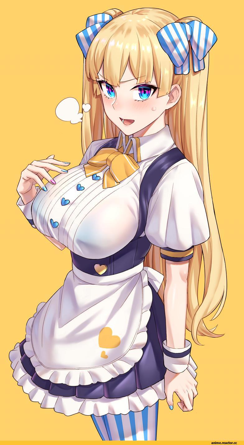 Maid, michihasu, blonde girl (michihasu), AO, Anime Art, Lina (michihasu), Anime