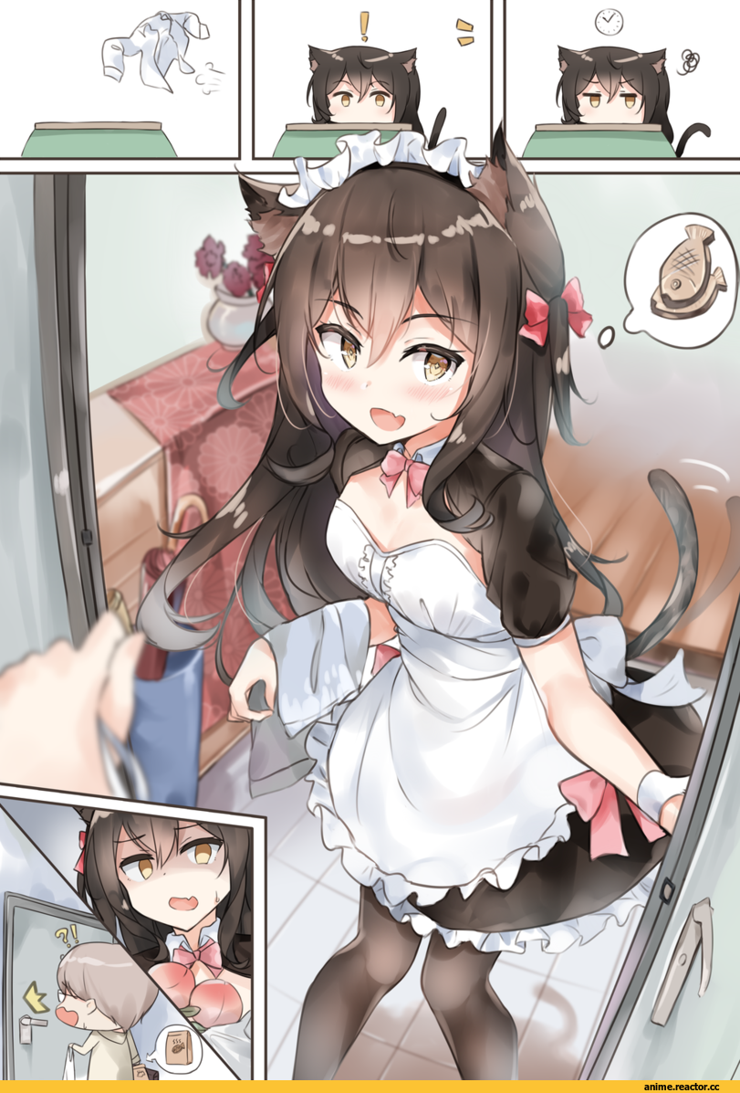 nekomimi, Animal Ears, Maid, qigas, AO, Anime