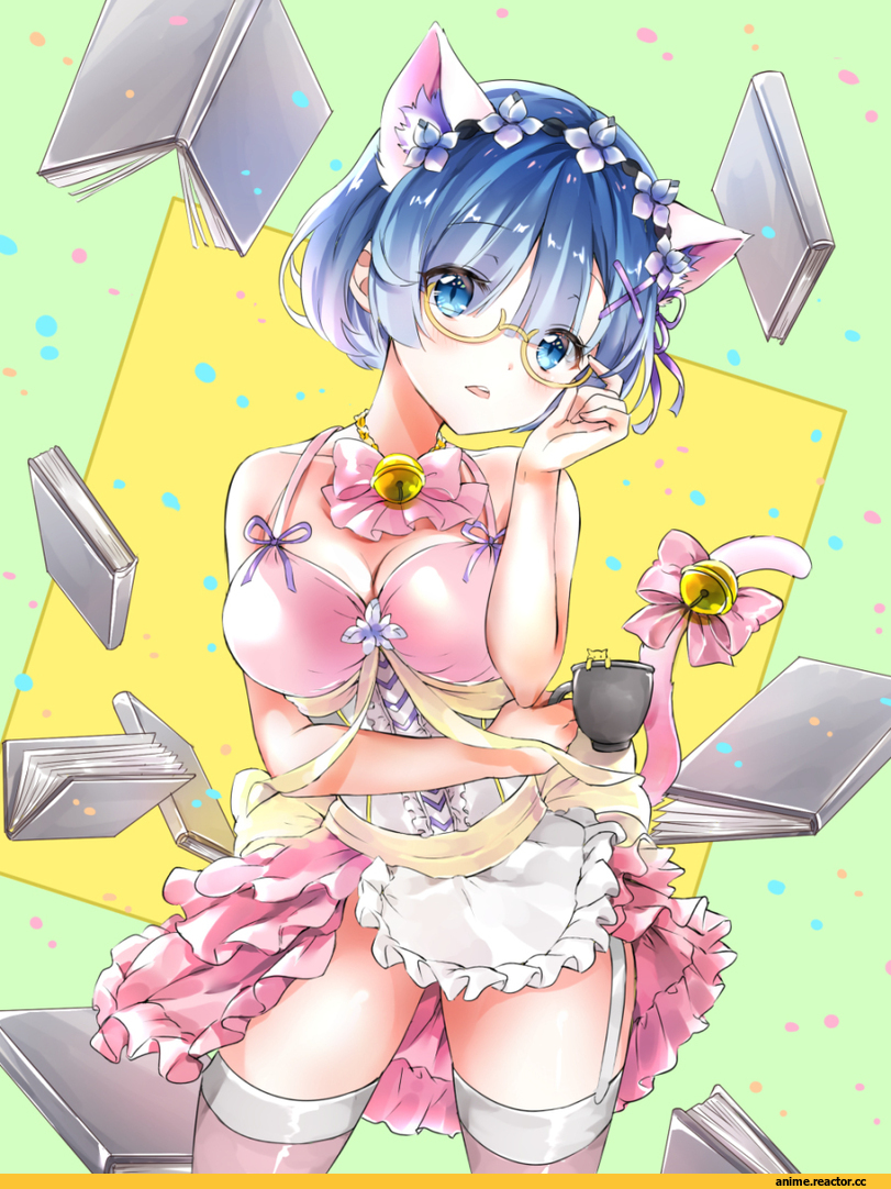 Re Zero Kara Hajimeru Isekai Seikatsu, Rem (re zero), Animal Ears, nekomimi, Megane, melynx (user aot2846), Anime